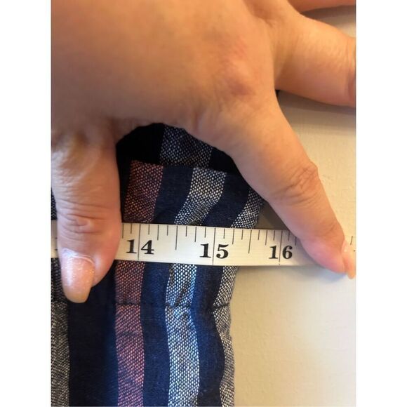 NWT Splendid Linen Blend Wide-leg Jumpsuit Sz M Striped sleeveless stretch waist - Picture 7 of 13